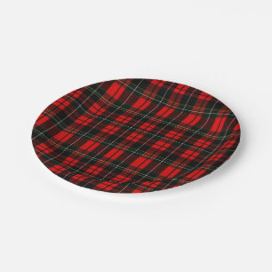 Modern Wallace Red Scottish Tartan Plaid Pattern Paper Plate