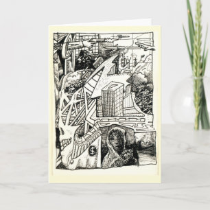 "Modern Warfare", ink drawing Card