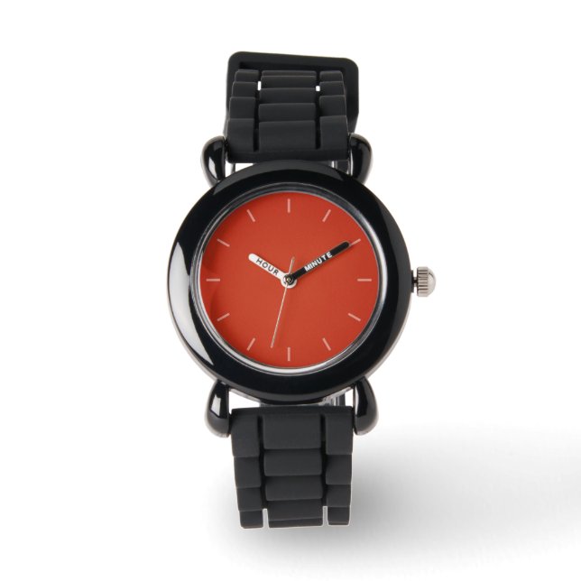 Modern Warm Red Grainy Texture Watch (Front)