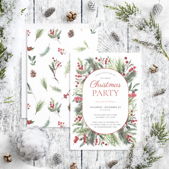 Modern Warm Red Winter Christmas Party  Invitation (Creator Uploaded)