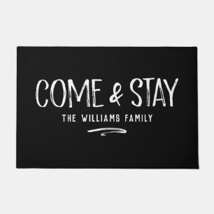 Modern Warm Welcome Personalized Door Mat