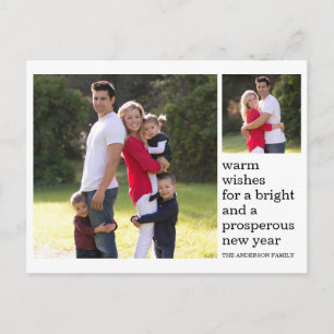 Modern Warm Wishes Happy New Year Photo Holiday Postcard