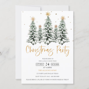 Modern Warm Xmas Stars Christmas Party  Invitation