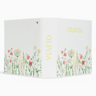 Modern Water Colour Floral Girly Elegant Binder