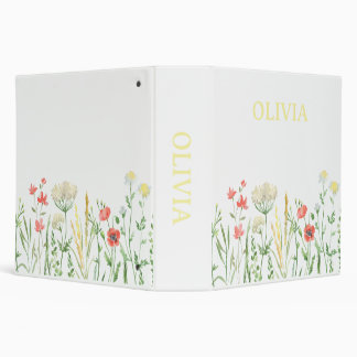Modern Water Colour Floral Girly Elegant Binder