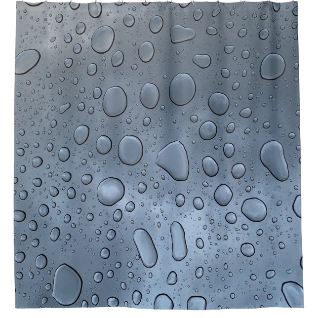 Modern Water Droplets Shower Curtain (Front)