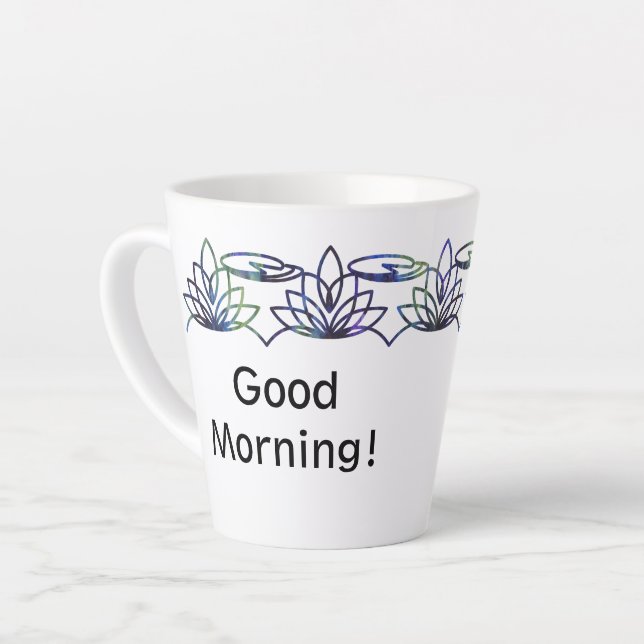 Modern Water Lilies Personalized Latte Mug (Left Angle)
