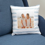 Modern Water Pastel Blue Stripes | Photo  Throw Pillow<br><div class="desc">Pillows make for thoughtful and practical gifts, offering comfort and relaxation to the recipient. Here's a description of pillows as a gift: Give the gift of ultimate comfort and relaxation with these luxurious pillows. Crafted with the finest materials, these pillows are designed to provide a blissful sleep experience and promote...</div>