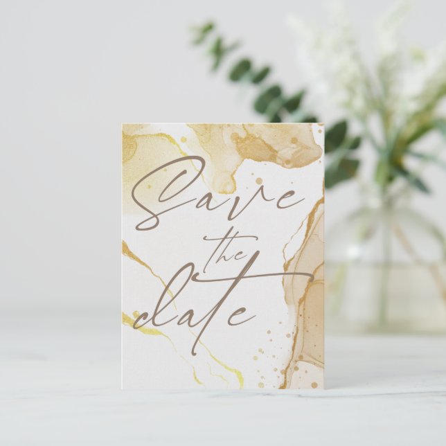 Modern Waterco Save the Date Announcement Postcard (Standing Front)