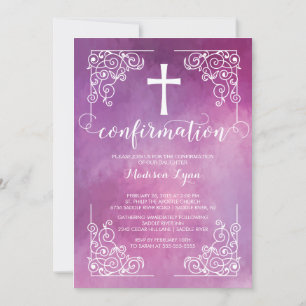 Modern Watercoler Cross Confirmation Invitation