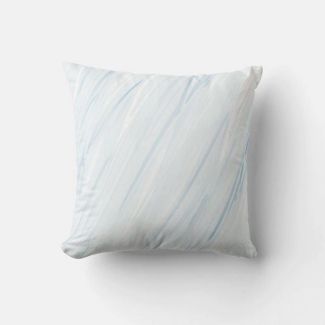 Modern Watercolor Abstract Blue and White Throw Pillow (Front)