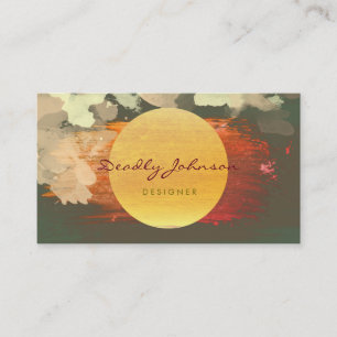 Modern Watercolor Abstract Elegant Green Yellow Business Card