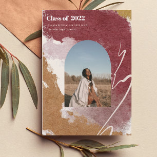 Modern Watercolor Abstract Graduate Photo Invitation