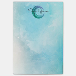 Modern Watercolor Abstract   Monogram Girly Teal Post-it Notes