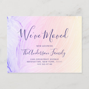 Modern Watercolor Abstract Moving Announcement Postcard