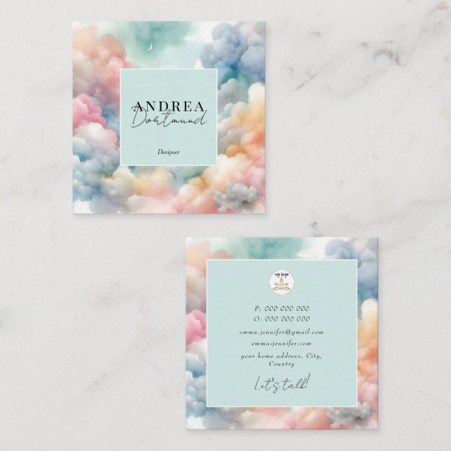 Modern watercolor Abstract purple  Square Business Card (Front/Back)