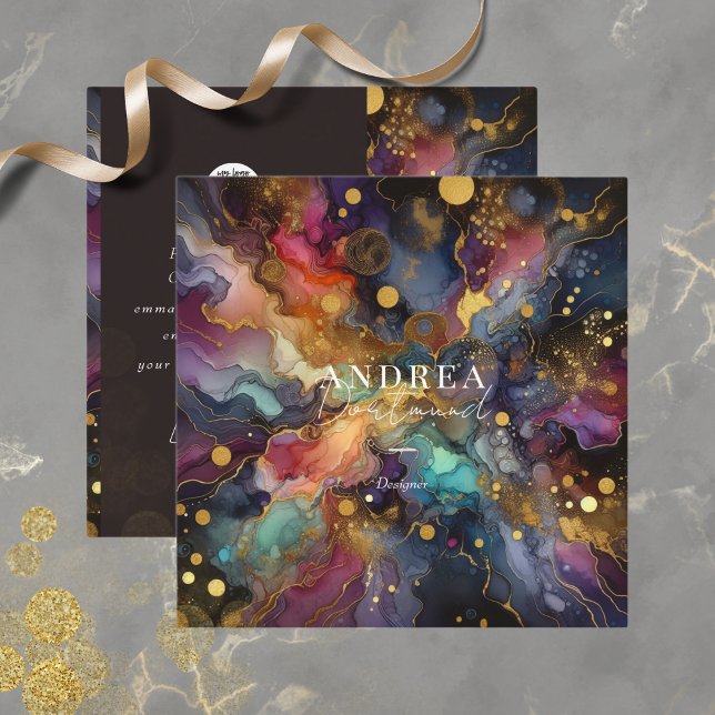 Modern watercolor Abstract purple  Square Business Card (Creator Uploaded)