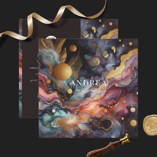 Modern watercolor Abstract purple  Square Business Card