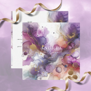 Modern watercolor Abstract purple Square Business Card