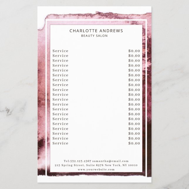 Modern Watercolor Abstract White Burgundy Flyer (Front)
