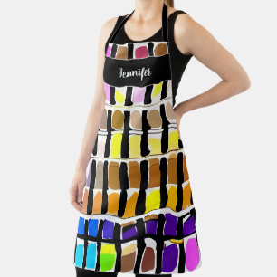 Modern watercolor artist pattern monogram name apron