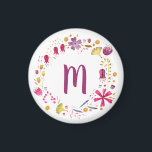 Modern Watercolor Autumn Flower Monogram Magnet<br><div class="desc">Watercolor painting of autumn hedgerow wild flowers.
Customize by changing the initial.</div>