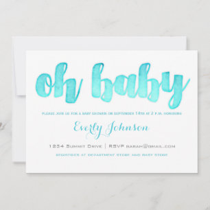 Modern Watercolor Baby Boy Shower Invitations