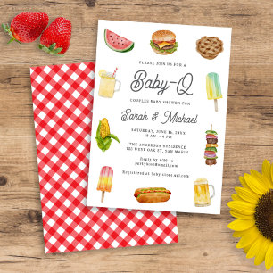 Modern Watercolor BabyQ Gender Neutral Baby Shower Invitation
