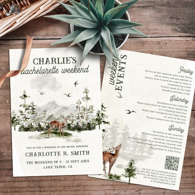 Modern Watercolor Bachelorette Weekend Camping Invitation (Creator Uploaded)