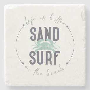 Modern Watercolor Beach Quote  Stone Coaster