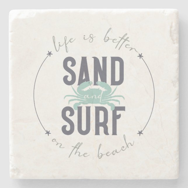 Modern Watercolor Beach Quote  Stone Coaster (Front)