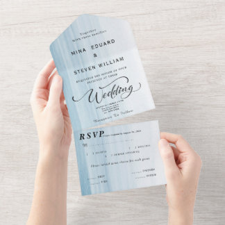 Modern watercolor beach wedding all in one invitation