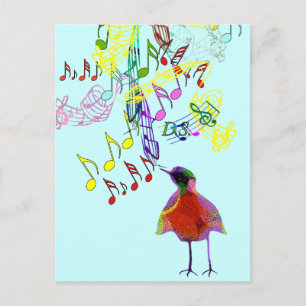 Modern Watercolor Bird Singing Postcard