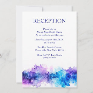 Modern Watercolor Blue and Purple Reception Invitation