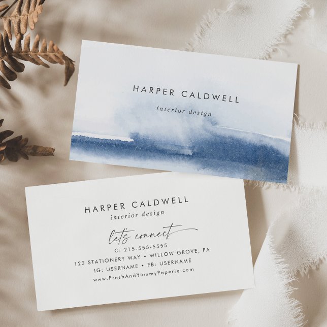 Modern Watercolor | Blue Business Card (Creator Uploaded)