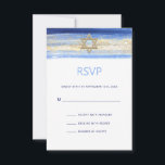 Modern Watercolor Blue Gold Star BAR MITZVAH RSVP Card<br><div class="desc">Beautiful religious Jewish Bar Mitzvah RSVP invitation cards. Modern yet elegant watercolor design in brush stroke blue colours, light to navy blue. Gold Star of David in middle with faux gold foil brush stroke. Modern script letters. 'Is called to the TORAH as a Bar Mitzvah'. Prefect for 13 year old...</div>