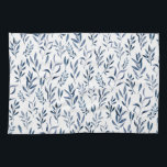 Modern Watercolor Blue Leaves Pattern   Kitchen Towel<br><div class="desc">Beautiful watercolor rustic blue leaves pattern kitchen towel</div>