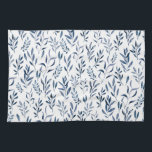 Modern Watercolor Blue Leaves Pattern   Kitchen Towel<br><div class="desc">Beautiful watercolor rustic blue leaves pattern kitchen towel</div>