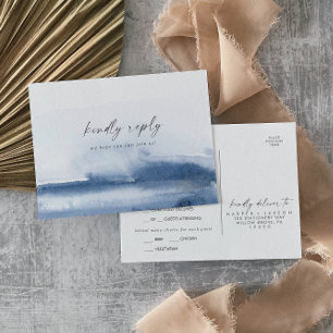 Modern Watercolor   Blue Menu Choice RSVP Postcard