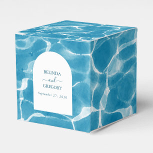 Modern Watercolor Blue Ocean Beach Wedding Favor Box