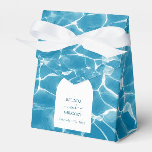Modern Watercolor Blue Ocean Beach Wedding Favor Box