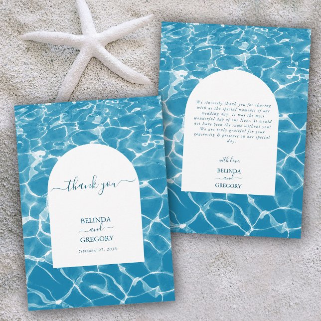 Modern Watercolor Blue Ocean Beach Wedding Thank You Card (Modern Watercolor Blue Ocean Beach Wedding Thank You Card)