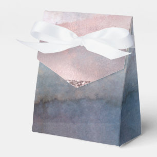 Modern Watercolor Blue & Rose Gold Pink Favour Favor Box