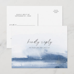 Modern Watercolor Blue Song Request RSVP Postcard