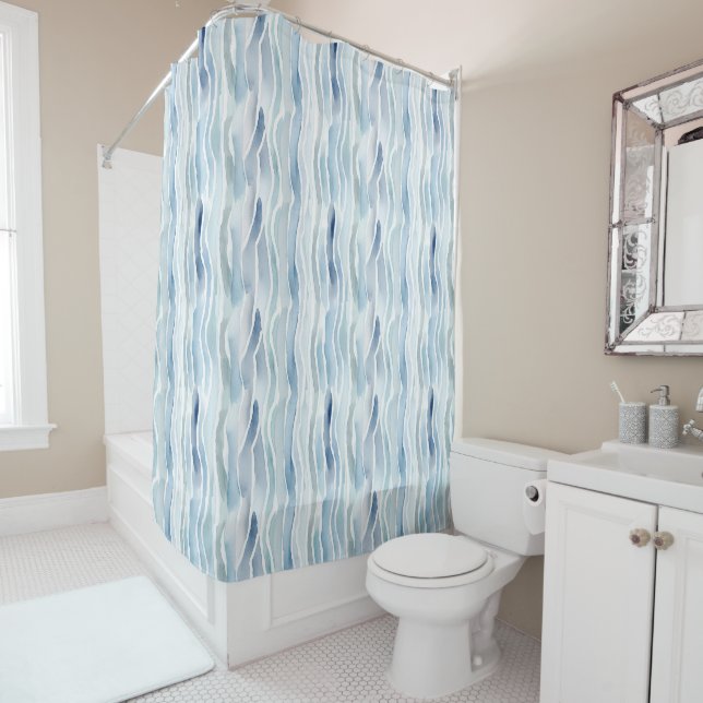 Modern Watercolor Blue Stripe Pattern (In Situ)
