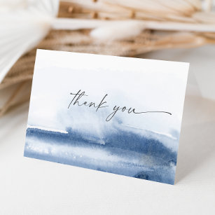 Modern Watercolor   Blue Thank You Card
