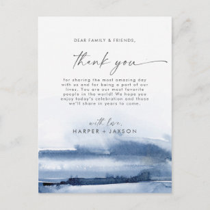 Modern Watercolor   Blue Thank You Reception Card