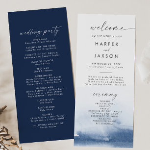 Modern Watercolor   Blue Wedding Program
