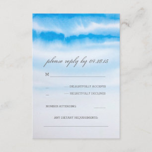 modern watercolor blue wedding RSVP cards
