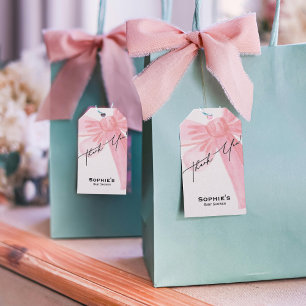 Modern Watercolor Blush Pink Bow Thank you Gift Tags